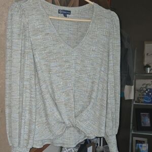 Democracy Women's Light Blue Twist Front Blouse